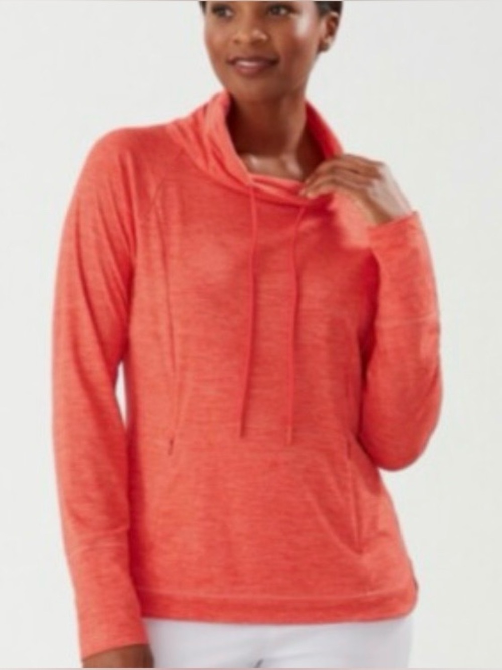 Tommy Bahama coral long sleeve cowl-neck pullover, size Small